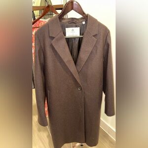 Aritzia Babaton Steadman Rich Mocha Brown Wool Long Coat Sz Large